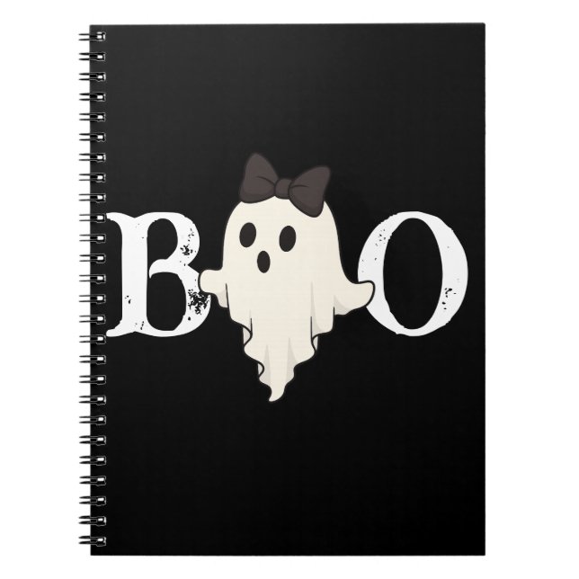 Carnet Spiral d'Halloween mignon - Fantôme "Boo" (Devant)