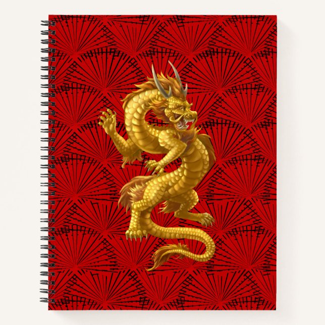 Carnet spiral du dragon d'or chinois (Devant)
