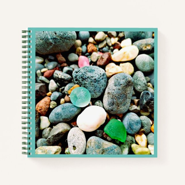 Carnet spiral en marbre de verre de mer (Devant)