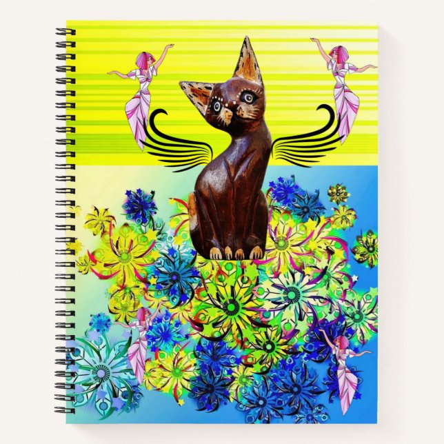 Carnet spiral Fairy Kitten Floral (Devant)