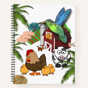 Carnet Spiral Ferme Porcs Vaches Chat Poulets