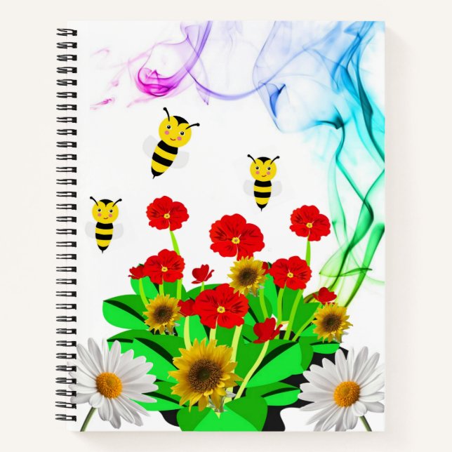 Carnet spiral Fleur de tournesol jaune Bumblebee F (Devant)