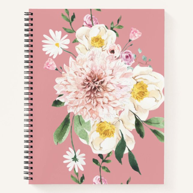 Carnet spiral fleuri Orange (Devant)