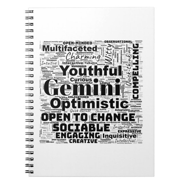Carnet spiral Gemini Zodiac Word Cloud (Devant)