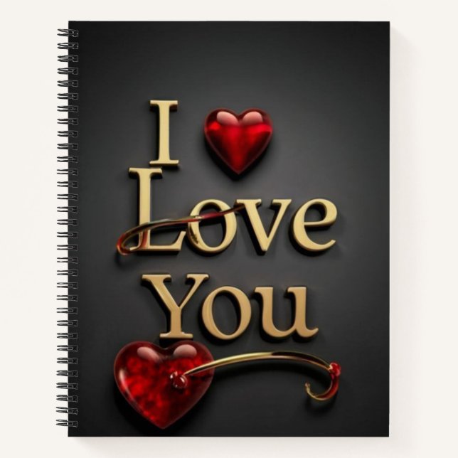 carnet Spiral "I Love You" - Cadeau Romantique (Devant)