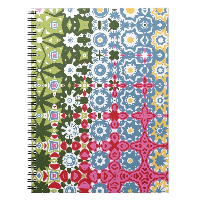 Carnet spiral Motif géométrique coloré (Devant)