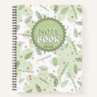 Carnet Spiral Notebook Aesthetic Sage Green Floral Spiral