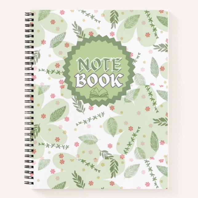 Carnet Spiral Notebook Aesthetic Sage Green Floral Spiral (Devant)