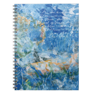 Carnet Spiral Notebook with mixed media artwork in blues.
