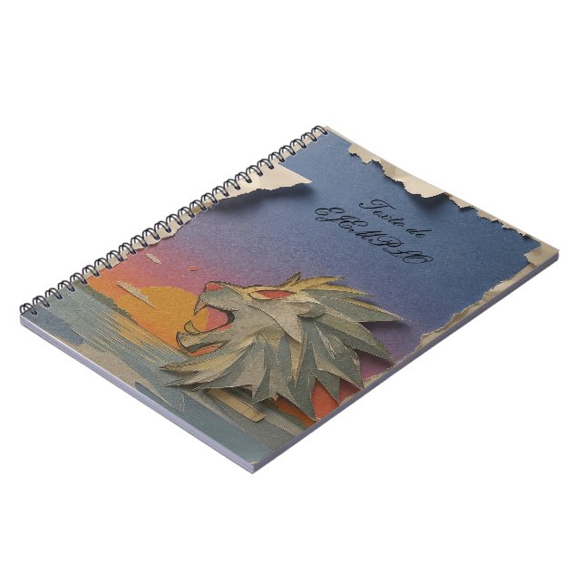 Carnet Spiral Notebook with Roaring Lion Design Papercut (Côté gauche)
