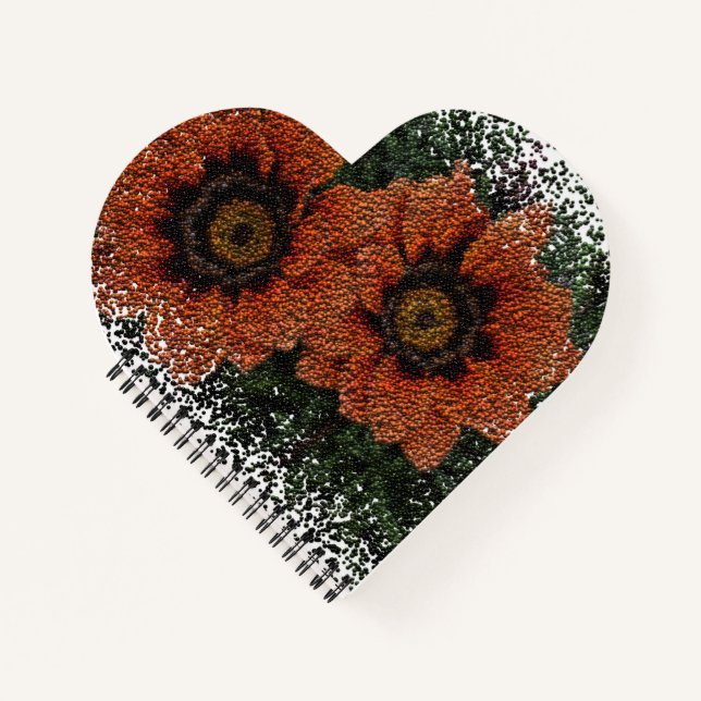 Carnet Spiral Orange Daisy Balls En Forme Coeur (Devant)