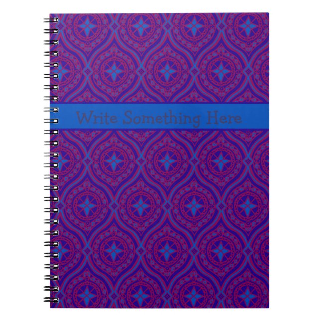 Carnet spiral ou journal : violet, Motif bleu (Devant)