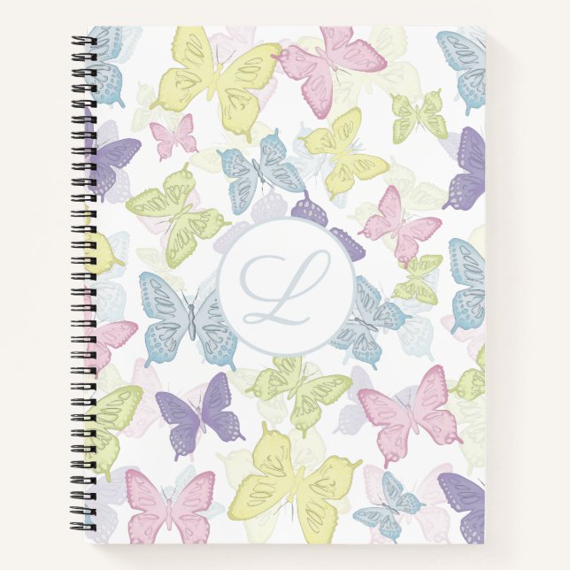 Carnet spiral Pastel Butterflies 8,5 po x 11 po (Devant)