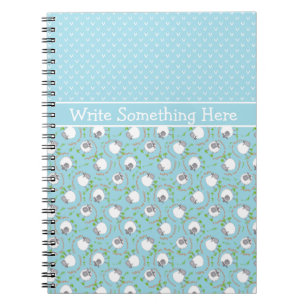 Carnet Spiral Personnalisé : Bleu, Motifs Sheep Fu