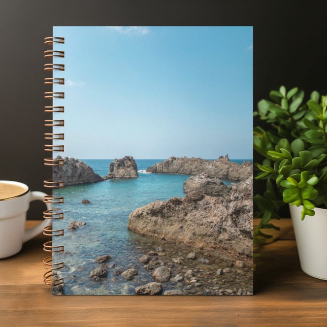 Carnet Spiral Personnalisé de la côte nord de Tene (Tenerife Coastline Scenic Spiral Notebook
Custom Travel-Themed Writing Journal)