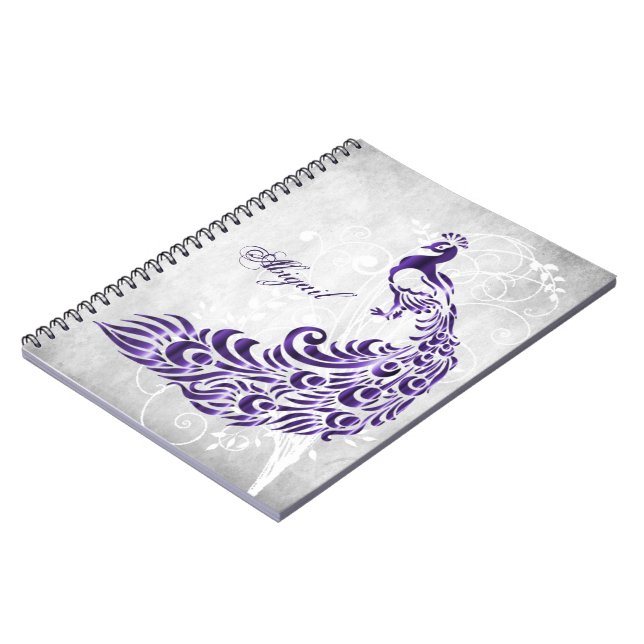 Carnet Spiral Personnalisé de Peacock Violet (Côté gauche)