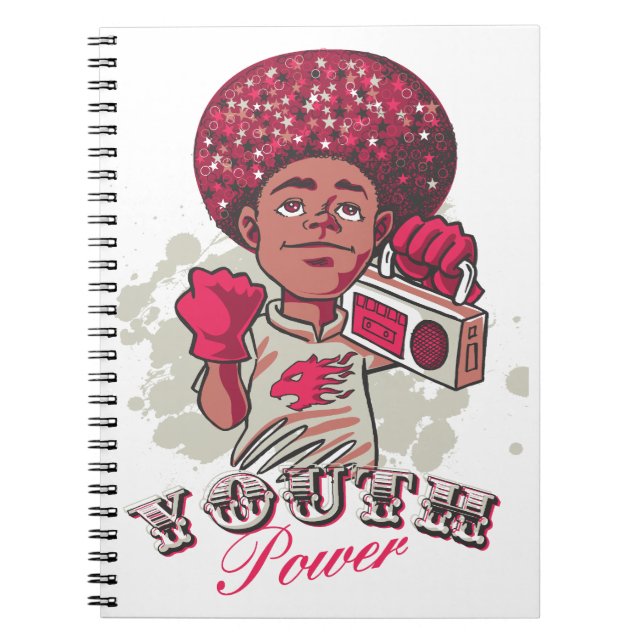 Carnet Spiral Photo Notebook – YOUTH Power Afro & Boombox (Devant)