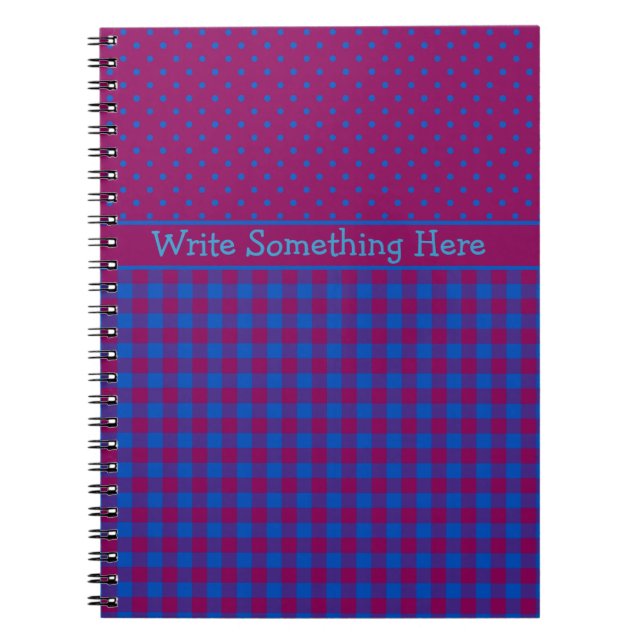 Carnet Spiral : Plum, Bleu, Pois et Chèques (Devant)
