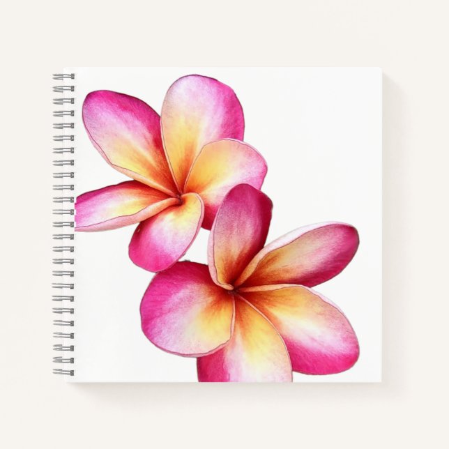 Carnet Spiral Plumeria rose (Devant)