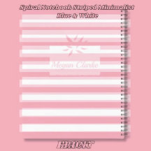 Carnet spiral rayé minimaliste rose et blanc