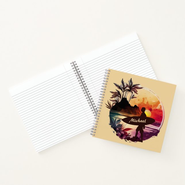 Carnet Spiral Retro Surfer Sunset Beach (Intérieur)