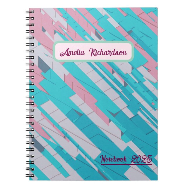Carnet spiral rose et bleu Abstrait Motif (Devant)