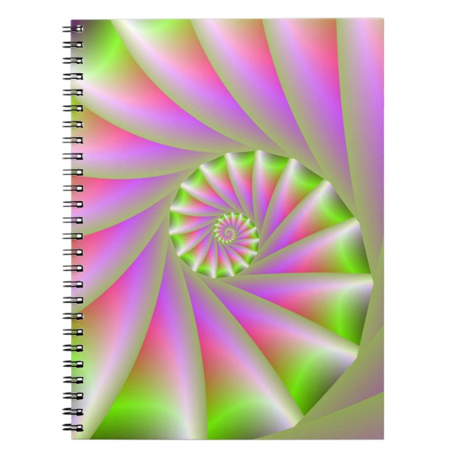 Carnet spiral rose et vert (Devant)
