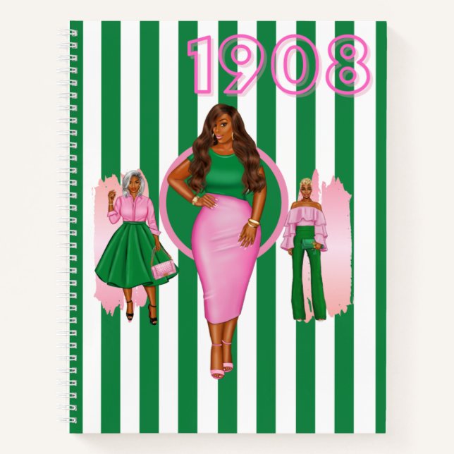 Carnet spiral rose et vert (Devant)