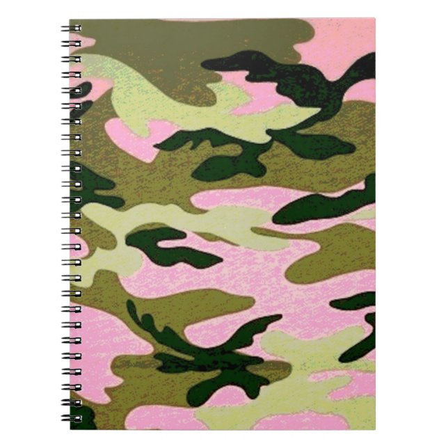 Carnet spiral rose et vert Camouflage (Devant)