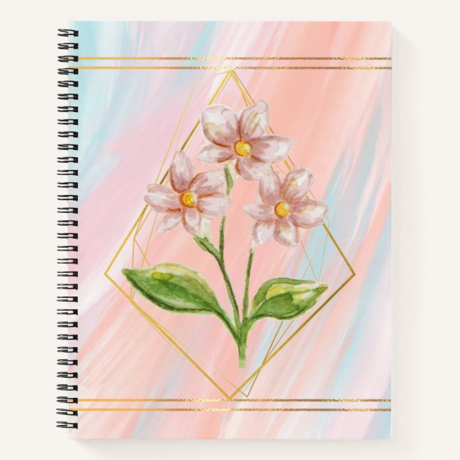 Carnet spiral rose floral (Devant)