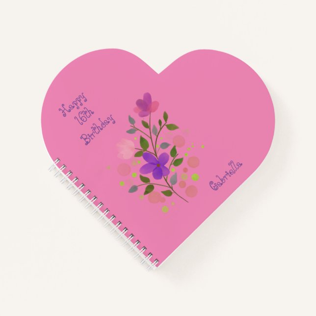 Carnet Spiral rose pâle en forme de coeur (Devant)