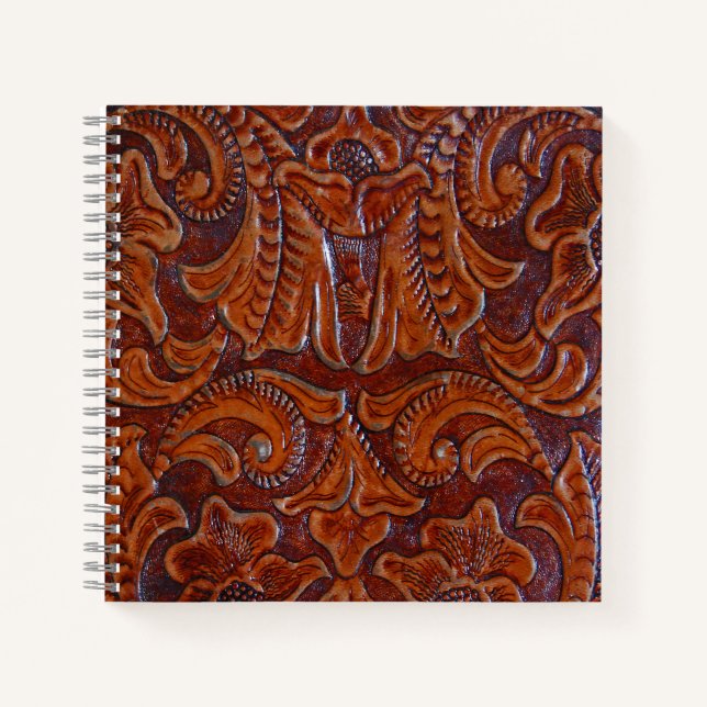 Carnet Spiral Rustique Cognac en cuir à outils IMP (Devant)