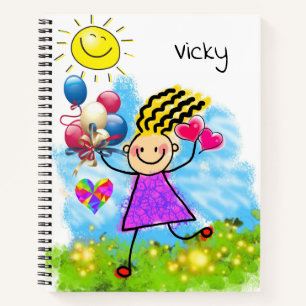 Carnet spiral Soleil Balloons Girl Floral