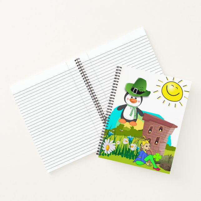 Carnet Spiral St. Patrick's Day Penguin (Intérieur)