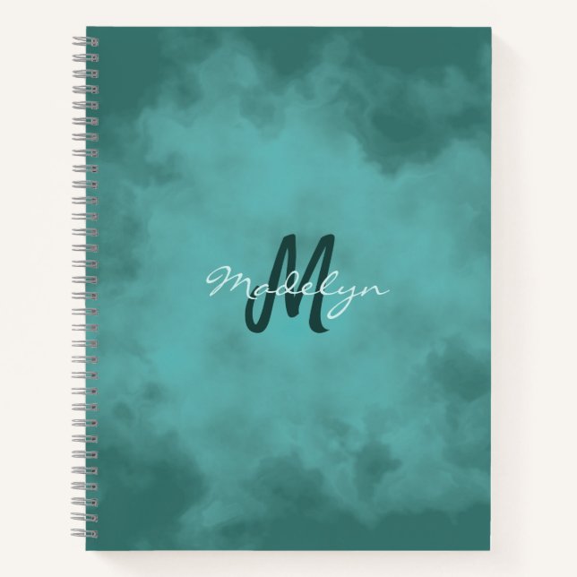 Carnet spiral Turquoise de l'aquarelle Monogramme (Devant)