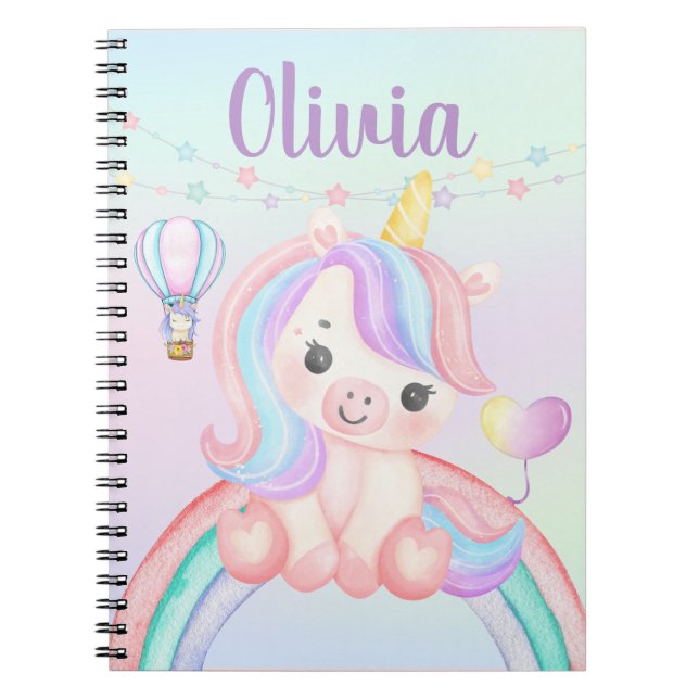 Carnet Spiral Unicorn - Whimsical Pastel Design (Devant)