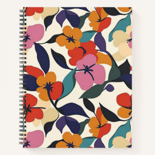 Carnet Spirale Abstraite à motif floral coloré