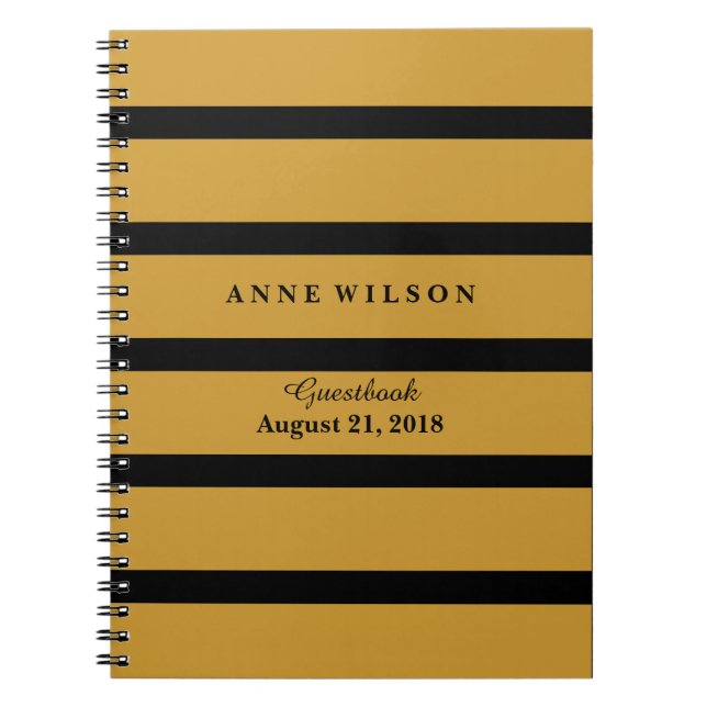 Carnet Spirale Arrière - plan Gold et Black Stripes (Devant)