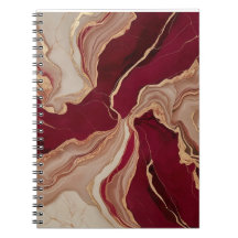 Carnet spirale avec design en marbre rouge