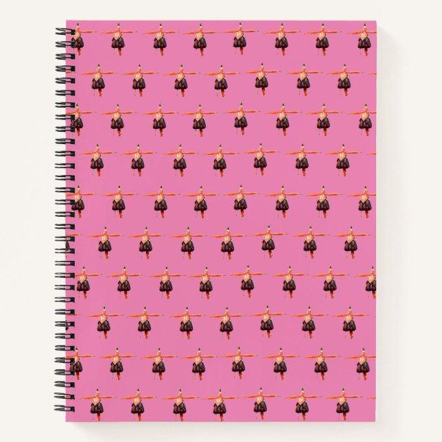 Carnet spirale avec Fuchsia Design rose (Devant)