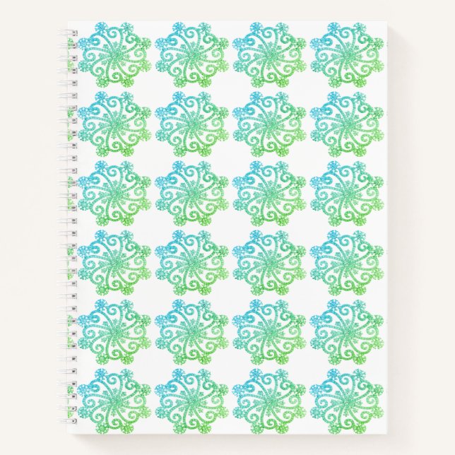 Carnet spirale Blue Green Snowflakes (Devant)