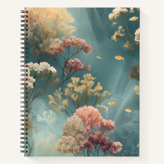 Carnet spiralé botanique sous-marin pastel