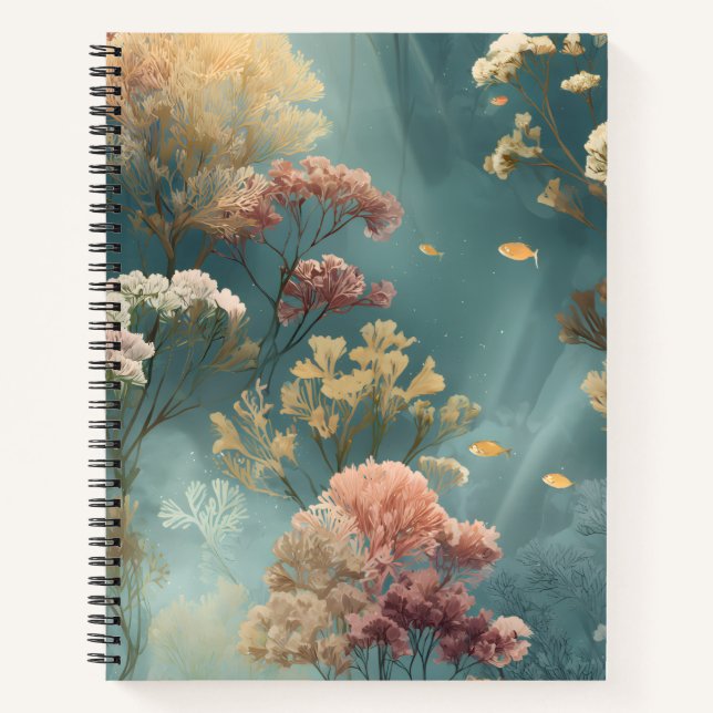 Carnet spiralé botanique sous-marin pastel (Devant)