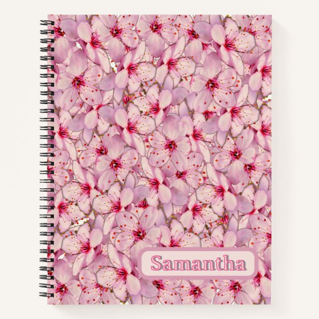 Carnet spirale cerise en fleur (Devant)