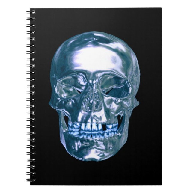 Carnet spiralé Crâne Chrome Bleu (Devant)