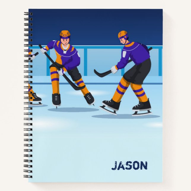 Carnet spirale de hockey sur glace sur mesure (Devant)