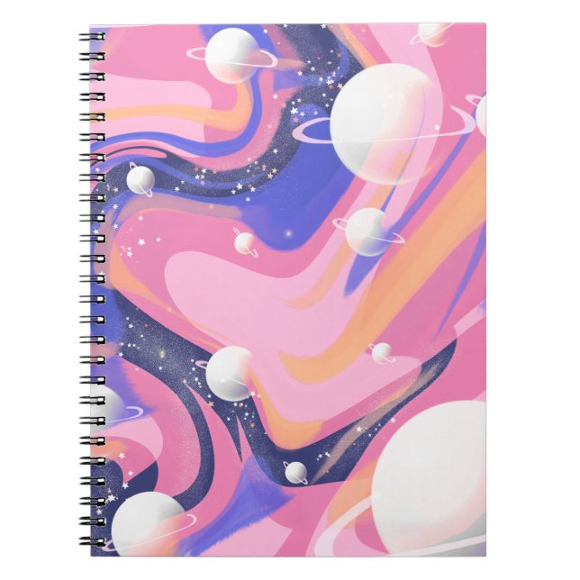 Carnet Spirale De L'Espace Extérieur Rose Et Violet Abstr (Devant)