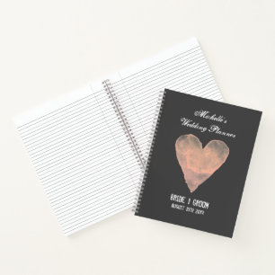 Carnet spiralé de mariage à coeur aquarelle rustiq