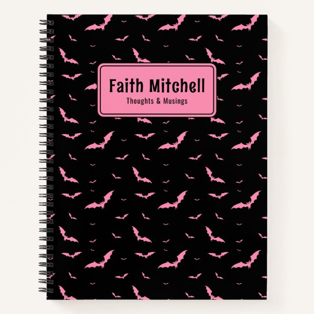 Carnet Spirale de Motif de chauve-souris rose gothique pe (Devant)