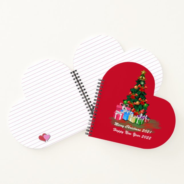 Carnet spirale de Noël Arbre de coeur (Intérieur)